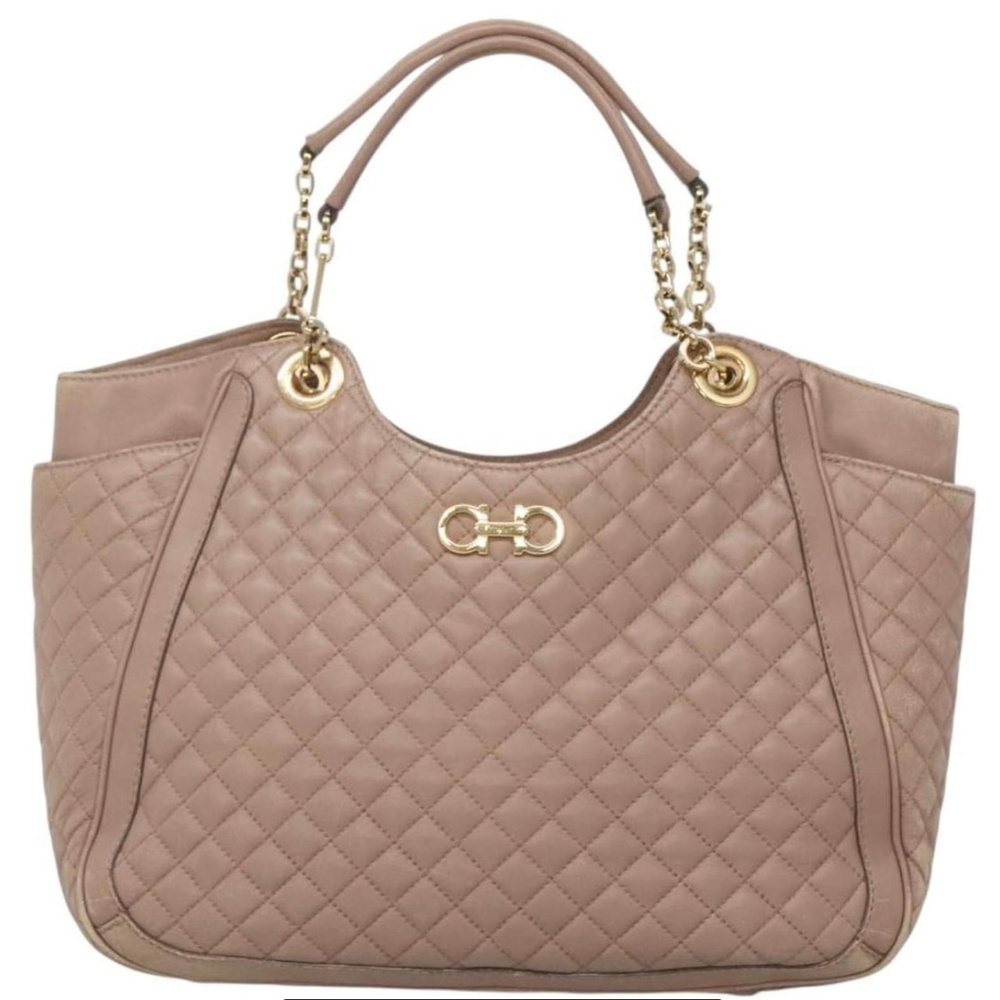 Salvatore Ferragamo Betulla Leather Tote in Blush color with Gold Hardware